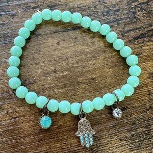 Green Beaded Hamsa Bracelet